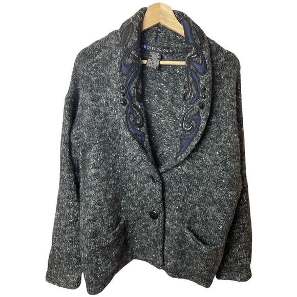 Vintage I.B. Diffusion Grey Wool Blend Cardigan Women's Size M - Picture 1 of 7